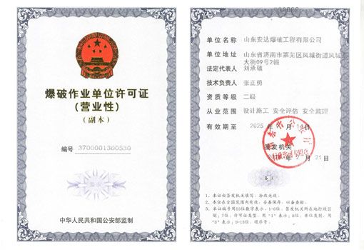 爆破作業單位許可證